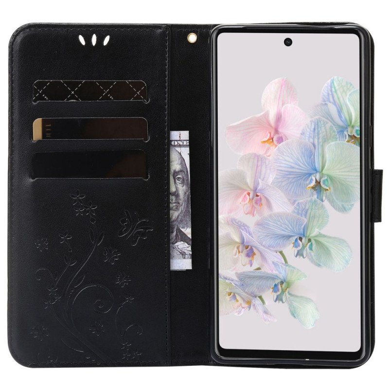 Folio-fodral Google Pixel 7 Med Kedjar Pro Flowers And Butterflies Rem