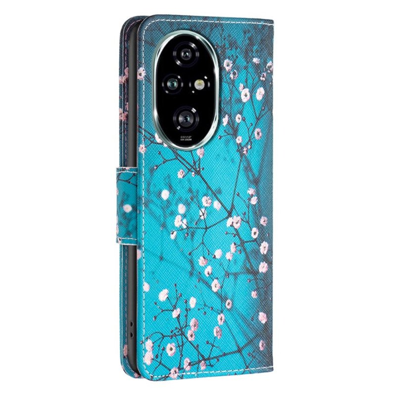 Läderfodral Honor 200 Pro Telefonfodral Plommonblomningar