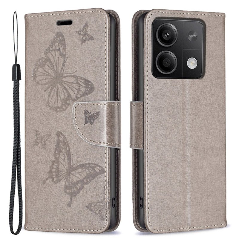 Fodral Xiaomi Redmi Note 13 5g Butterflies Design With Lanyard