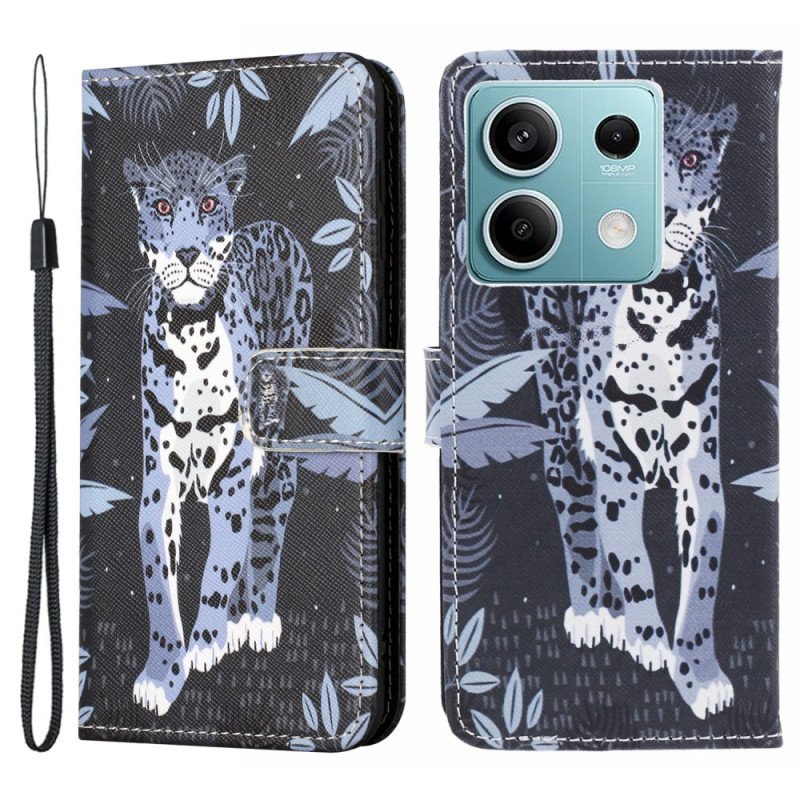 Läderfodral Xiaomi Redmi Note 13 5g Telefonfodral Leopard Med Rem