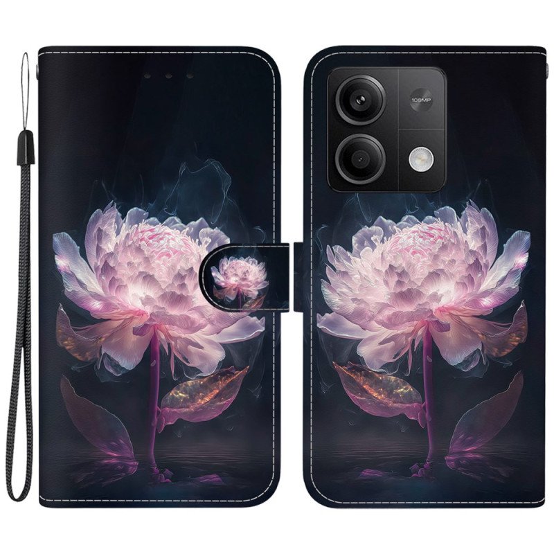 Läderfodral Xiaomi Redmi Note 13 5g Telefonfodral Lila Pion Med Rem