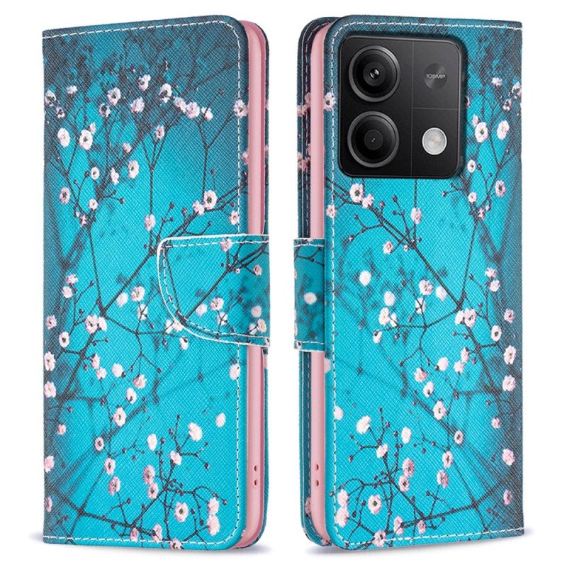 Läderfodral Xiaomi Redmi Note 13 5g Telefonfodral Plommonblomning