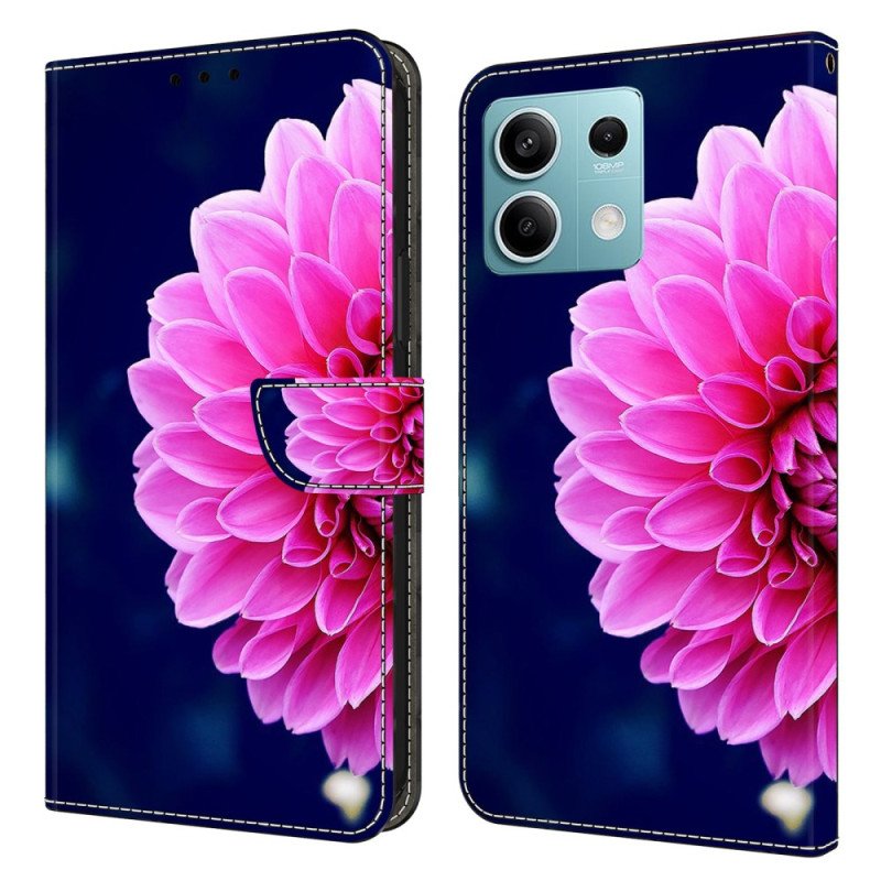 Läderfodral Xiaomi Redmi Note 13 5g Telefonfodral Rosa Blomma