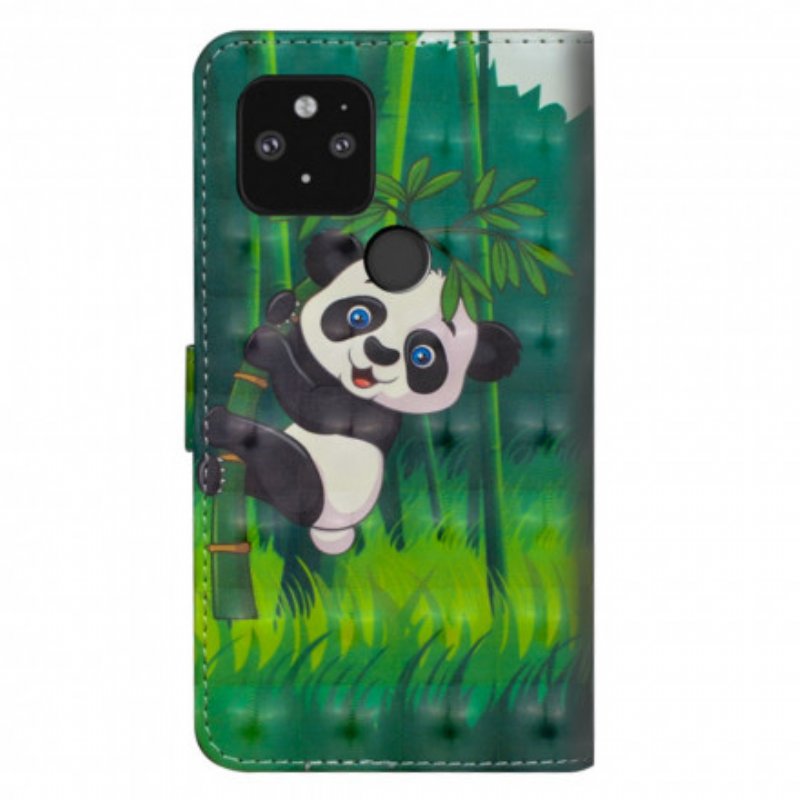 Läderfodral Google Pixel 5 Panda Och Bambu