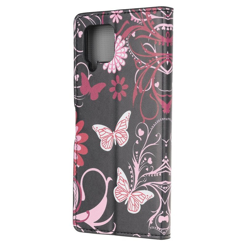 Fodral Samsung Galaxy A42 5G Fjärilar Och Blommor