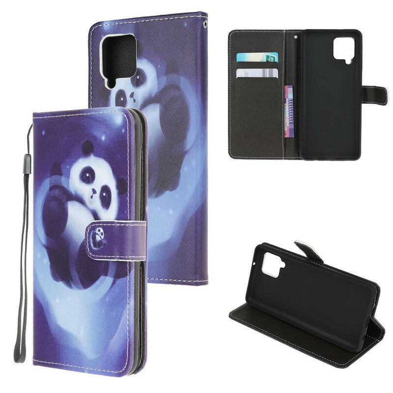 Fodral Samsung Galaxy A42 5G Med Kedjar Panda Space Med Lanyard