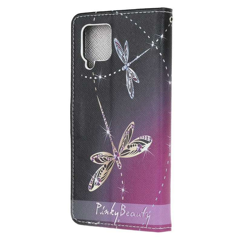 Fodral Samsung Galaxy A42 5G Med Kedjar Strappy Dragonflies