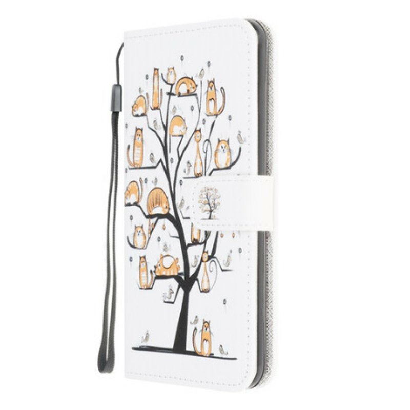 Folio-fodral Samsung Galaxy A42 5G Med Kedjar Funky Cats Med Rem