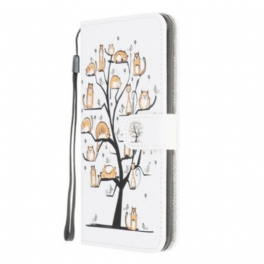 Folio-fodral Samsung Galaxy A42 5G Med Kedjar Funky Cats Med Rem