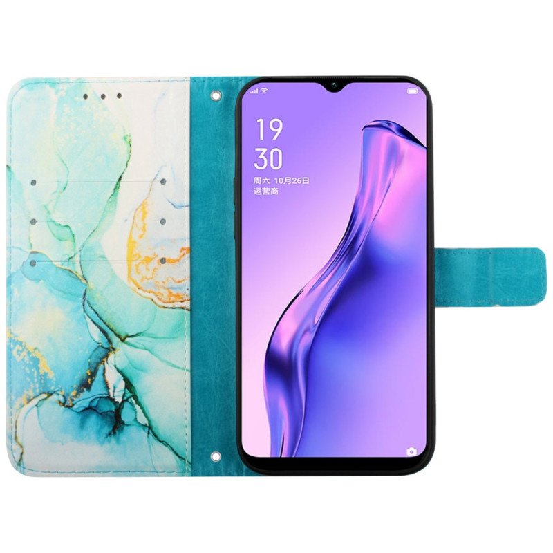 Läderfodral Oppo Reno 11 Pro 5g Telefonfodral Marmormönster Med Rem