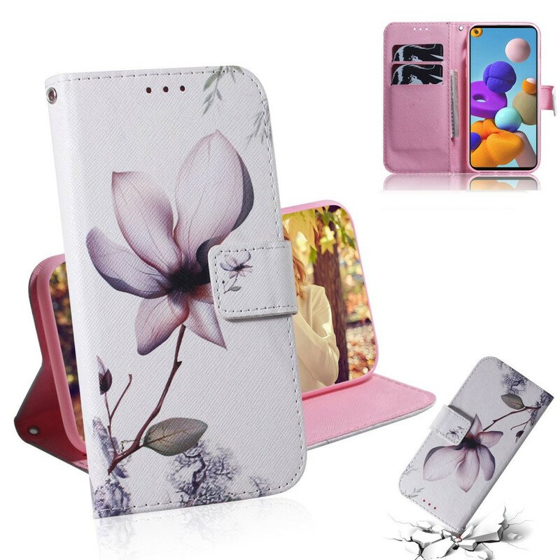 Fodral Samsung Galaxy A21s Blomma Dusty Pink