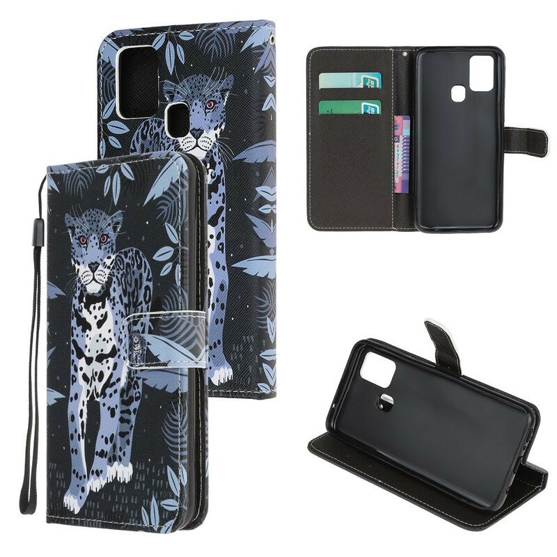 Fodral Samsung Galaxy A21s Med Kedjar Strappy Leopard