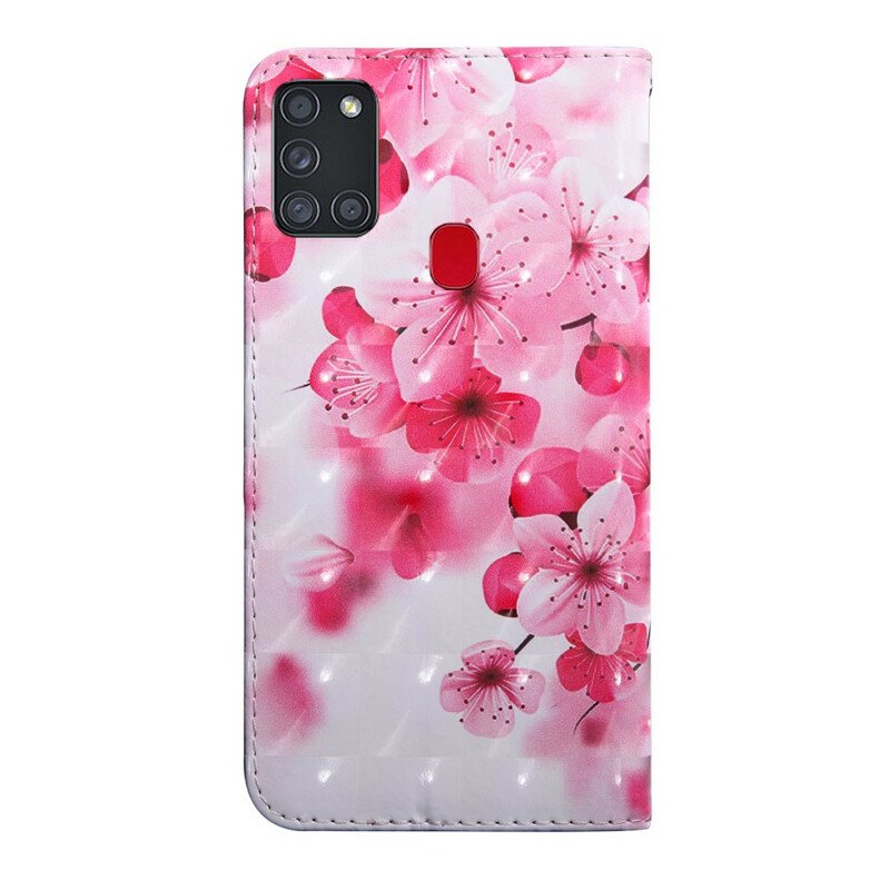 Fodral Samsung Galaxy A21s Rosa Blommor