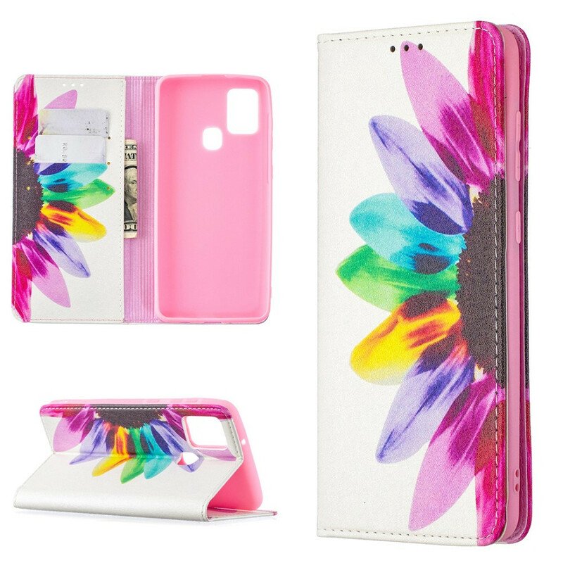 Folio-fodral Samsung Galaxy A21s Akvarell Blomma