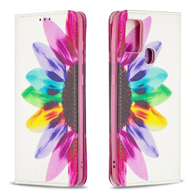 Folio-fodral Samsung Galaxy A21s Akvarell Blomma