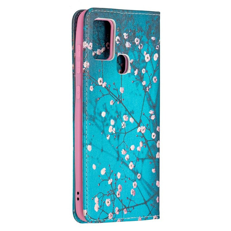 Folio-fodral Samsung Galaxy A21s Läderfodral Blommande Grenar