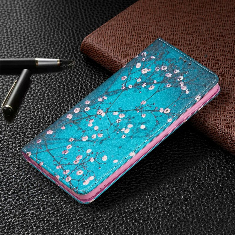 Folio-fodral Samsung Galaxy A21s Läderfodral Blommande Grenar