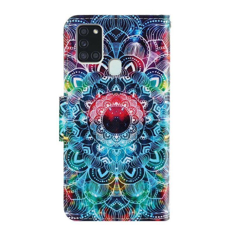 Läderfodral Samsung Galaxy A21s Med Kedjar Flashig Strappy Mandala