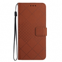 Läderskal Fodral Oppo Reno 11f 5g Strappy Diamond Mönster