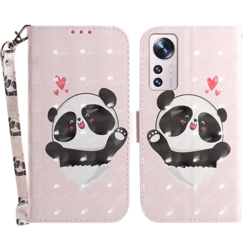 Fodral Xiaomi 12 / 12X Med Kedjar Panda Love Med Snodd