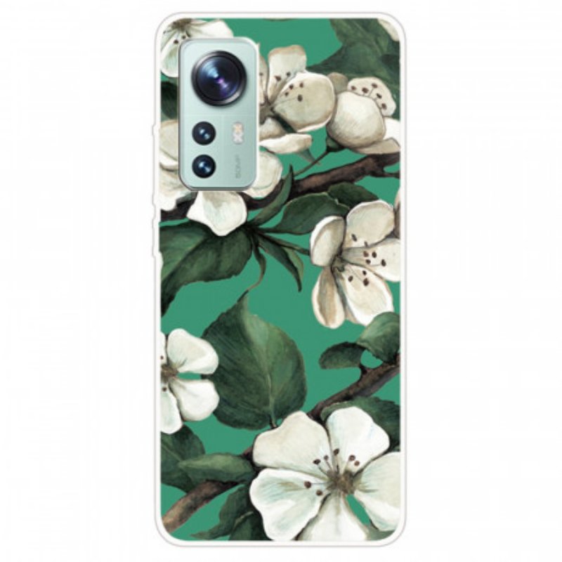 Mobilskal Xiaomi 12 / 12X Silikon Vita Blommor