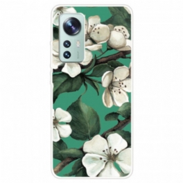 Mobilskal Xiaomi 12 / 12X Silikon Vita Blommor