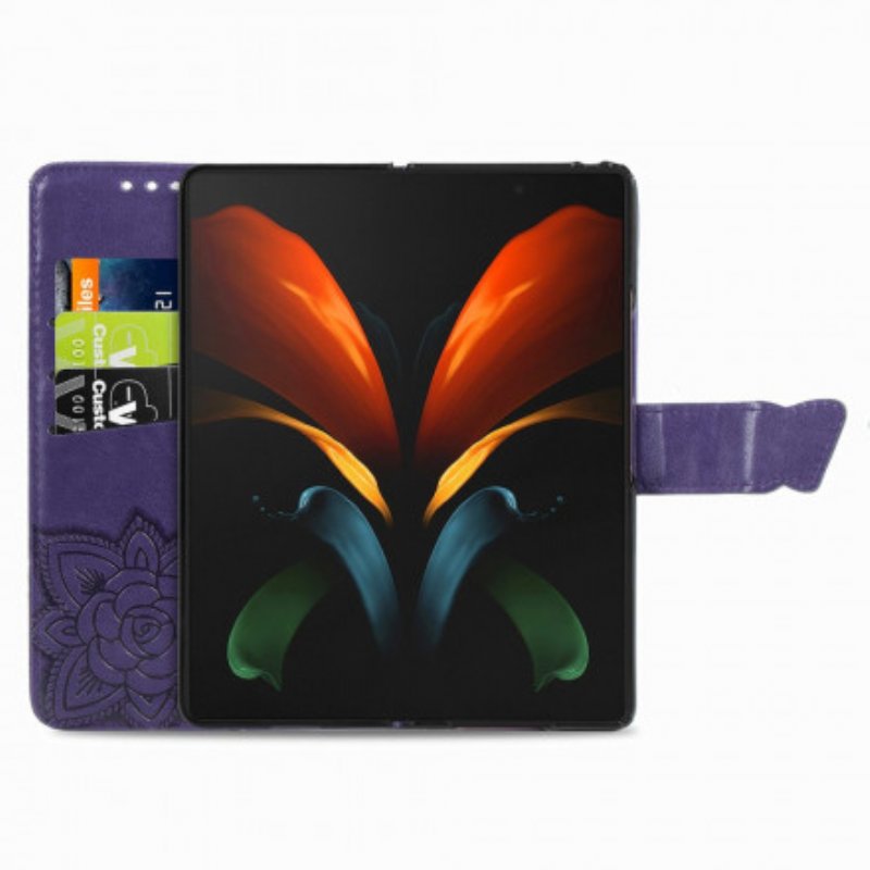 Fodral Samsung Galaxy Z Fold 3 5G Butterfly Design Med Lanyard