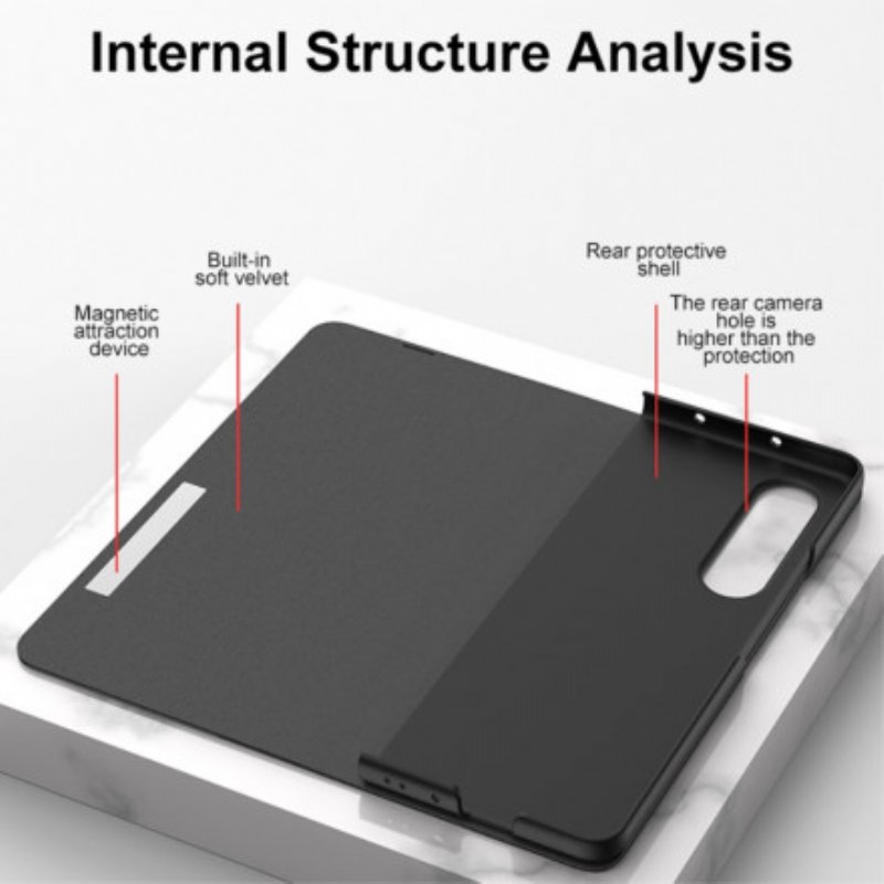 Folio-fodral Samsung Galaxy Z Fold 3 5G Läderfodral Gkk Kolhärdat Glas