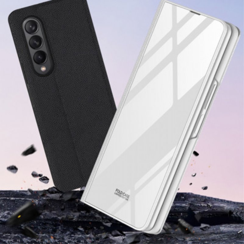 Folio-fodral Samsung Galaxy Z Fold 3 5G Läderfodral Gkk Kolhärdat Glas