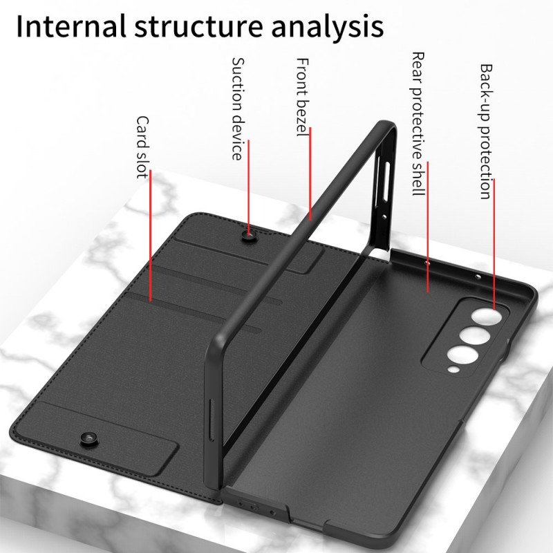 Folio-fodral Samsung Galaxy Z Fold 3 5G Läderfodral Gkk Stylushållare I Konstläder