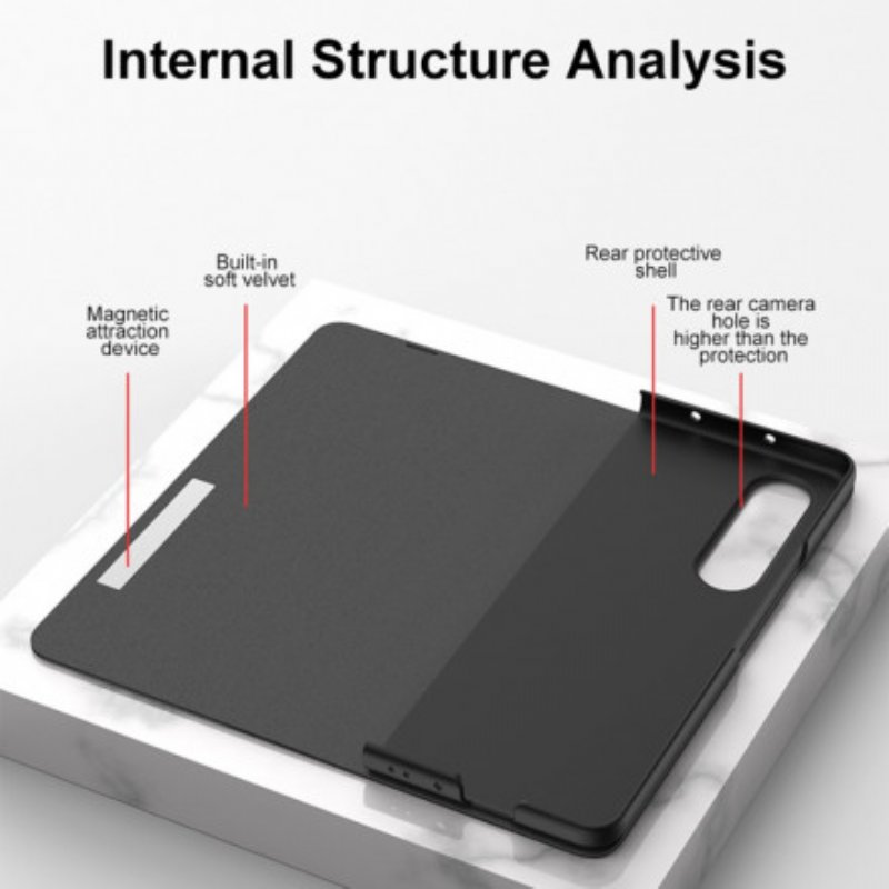 Folio-fodral Samsung Galaxy Z Fold 3 5G Läderfodral Härdat Glas Och Konstläder