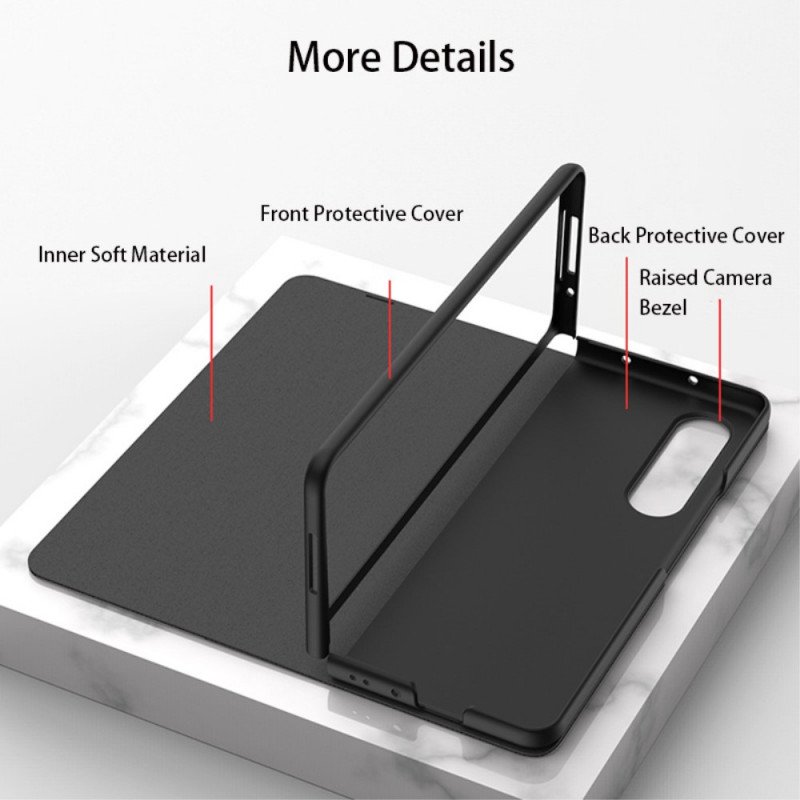 Folio-fodral Samsung Galaxy Z Fold 3 5G Läderfodral Marmoreffekt Härdat Glas