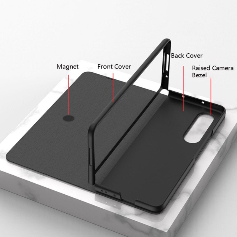 Folio-fodral Samsung Galaxy Z Fold 3 5G Läderfodral Stylushållare I Kolfiber