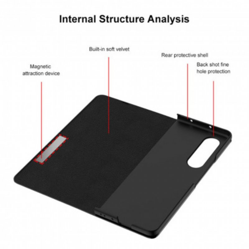 Folio-fodral Samsung Galaxy Z Fold 3 5G Läderfodral Ultrafin Gkk