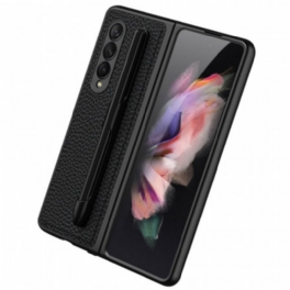 Mobilskal Samsung Galaxy Z Fold 3 5G Litchi Läder Gkk Stylus Hållare