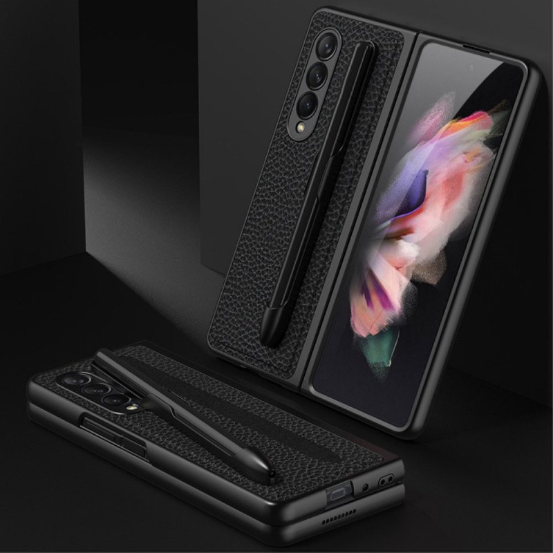 Mobilskal Samsung Galaxy Z Fold 3 5G Litchi Läder Gkk Stylus Hållare