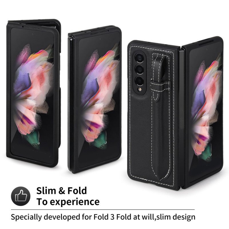 Skal Samsung Galaxy Z Fold 3 5G Pennhållare I Äkta Läder