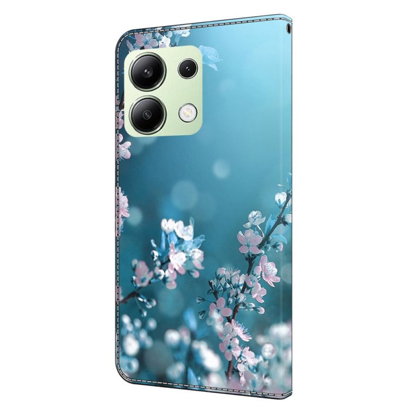 Läderskal Fodral Xiaomi Redmi Note 13 4g Plommonblommor