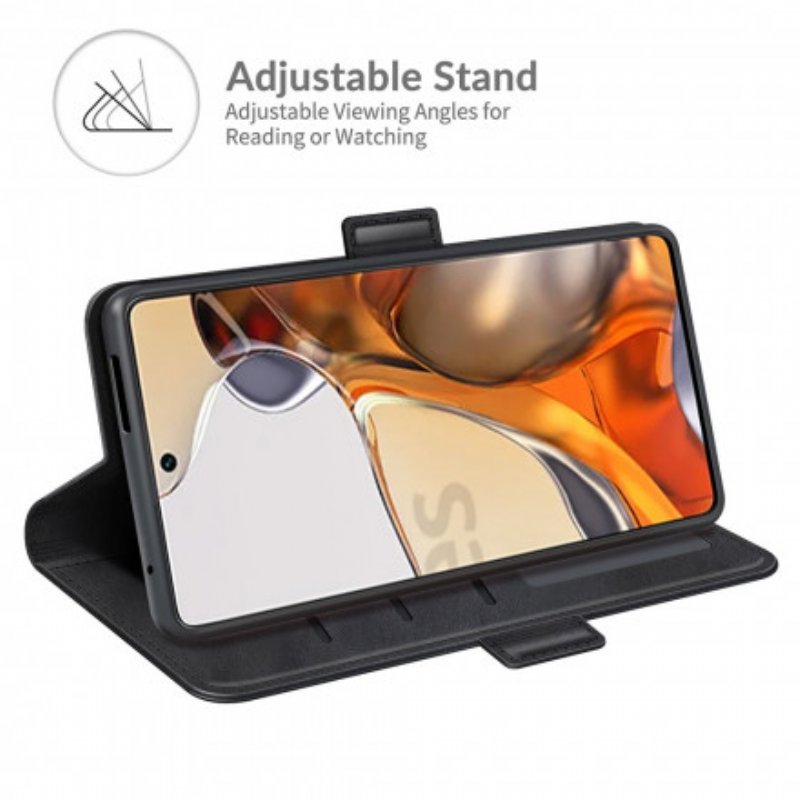 Fodral Xiaomi 11T / 11T Pro Folio-fodral Klassisk Dubbel Klaff