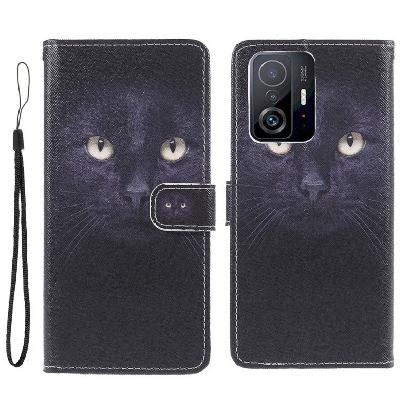 Fodral Xiaomi 11T / 11T Pro Med Kedjar Strappy Black Cat Eyes