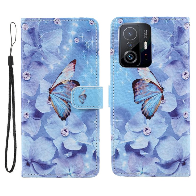 Fodral Xiaomi 11T / 11T Pro Med Kedjar Strappy Diamond Butterflies