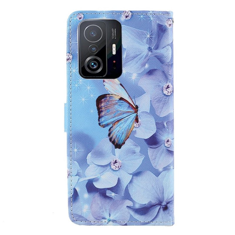 Fodral Xiaomi 11T / 11T Pro Med Kedjar Strappy Diamond Butterflies