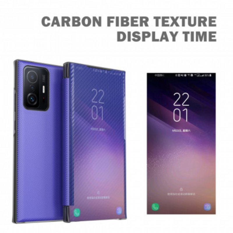 Folio-fodral Xiaomi 11T / 11T Pro Läderfodral Genomskinlig Kolfiber