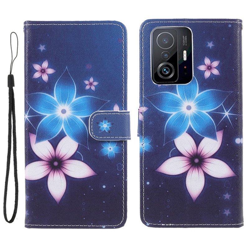 Folio-fodral Xiaomi 11T / 11T Pro Med Kedjar Lunar Strap Blommor