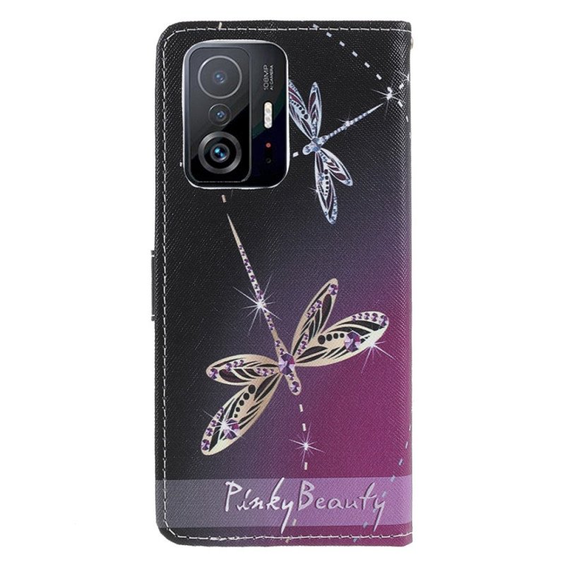 Folio-fodral Xiaomi 11T / 11T Pro Med Kedjar Strappy Dragonflies