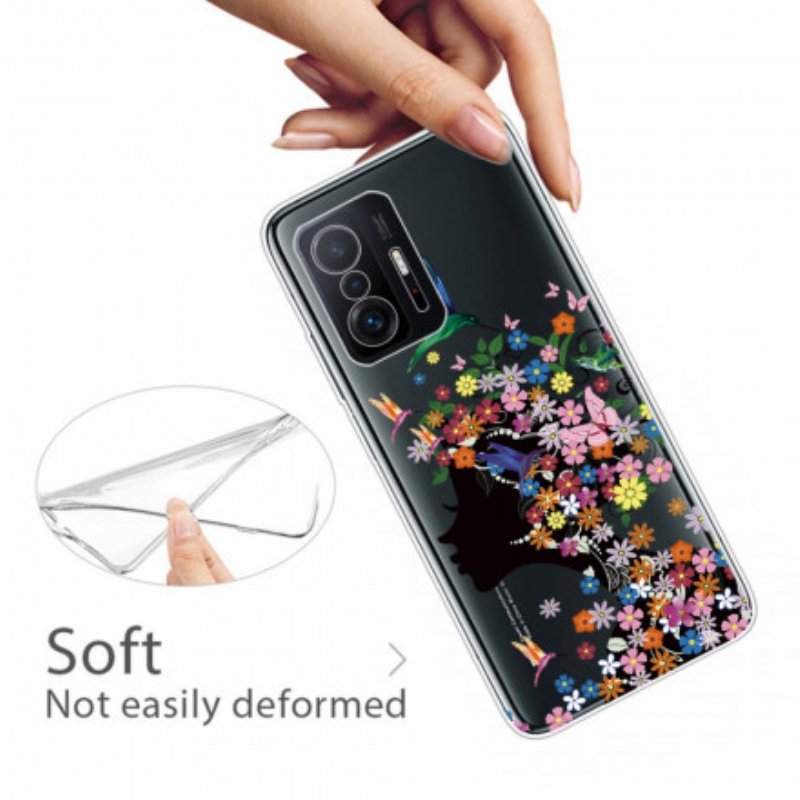 Skal Xiaomi 11T / 11T Pro Genomskinligt Blommigt Hår