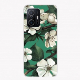 Skal Xiaomi 11T / 11T Pro Målade Vita Blommor