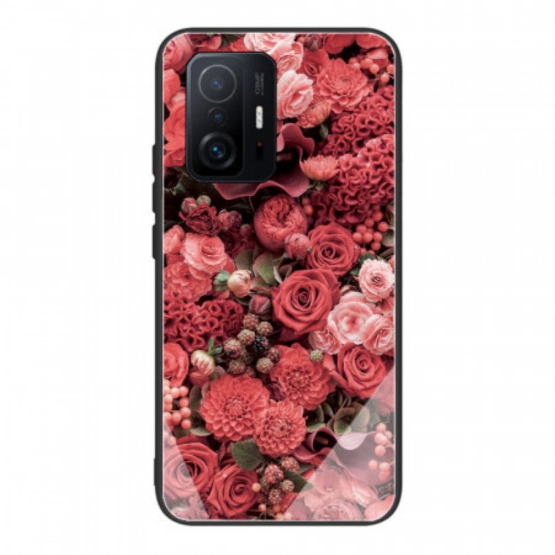 Skal Xiaomi 11T / 11T Pro Rosa Blommor Härdat Glas