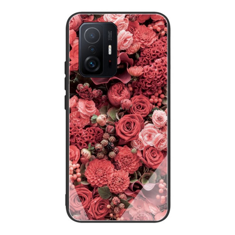 Skal Xiaomi 11T / 11T Pro Rosa Blommor Härdat Glas