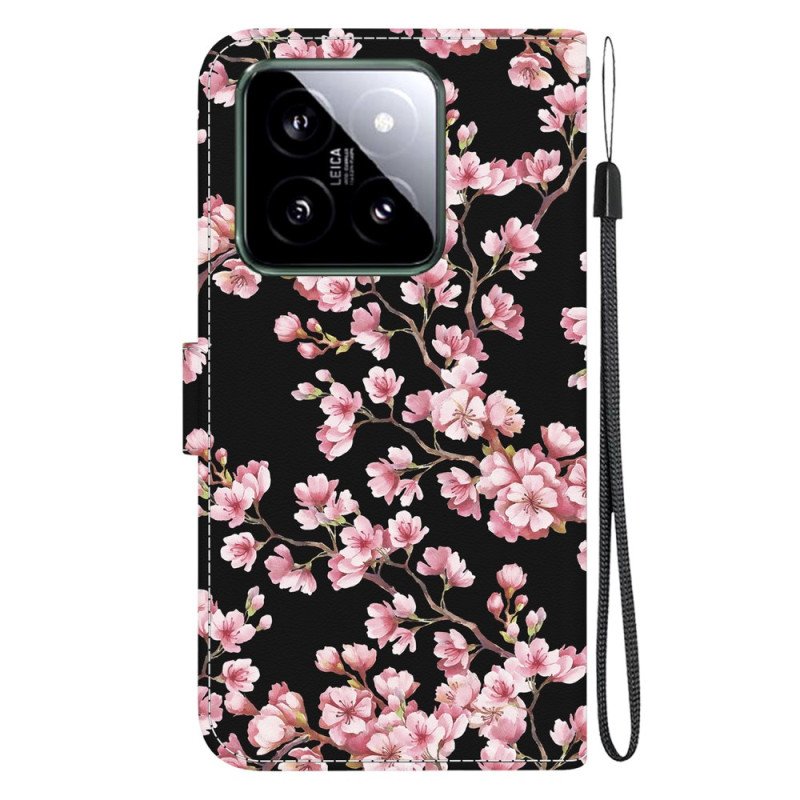 Fodral För Xiaomi 14 Spännda Plommonblommor